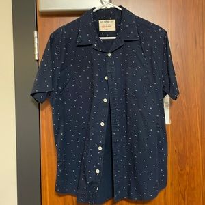 Large Collared Dark Blue Button-Down Shirt